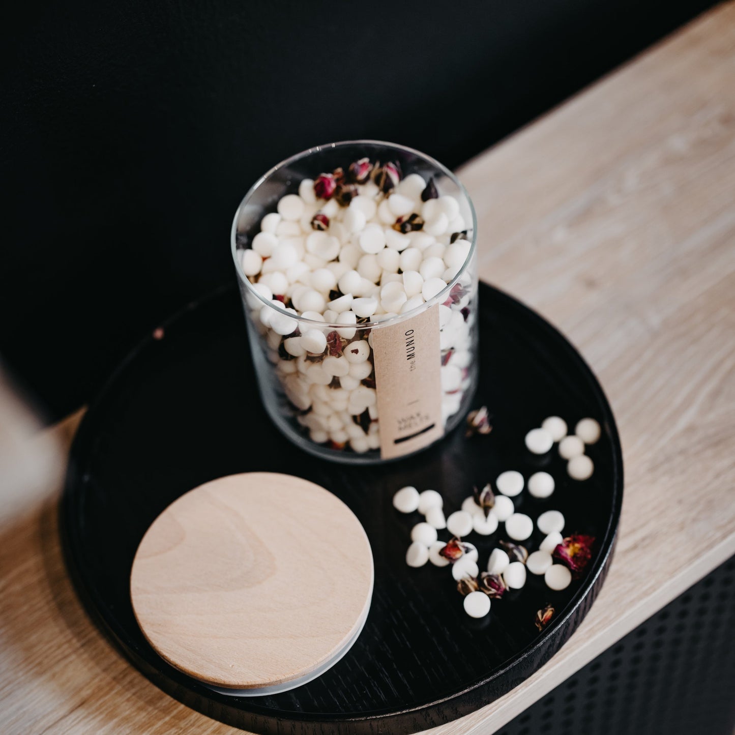 Rose wax melts in glass votive