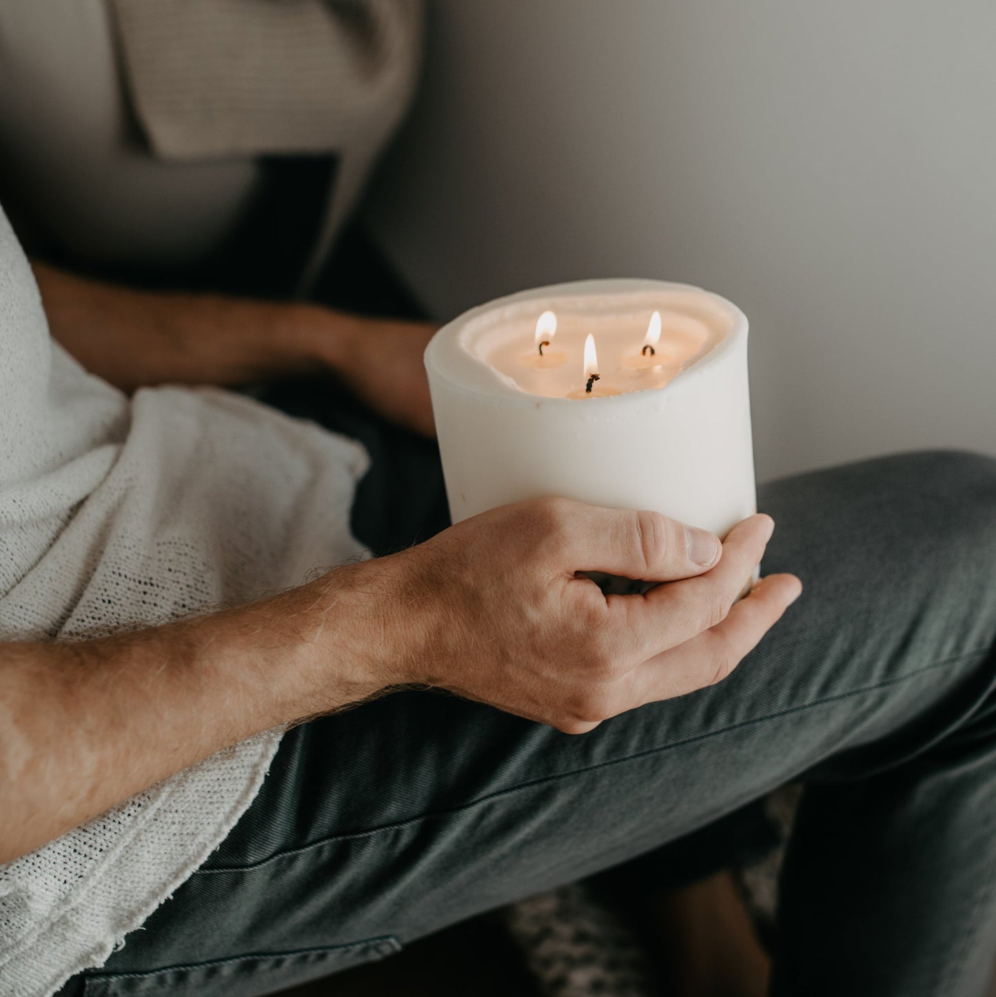 Rose large 3-wick pillar candle