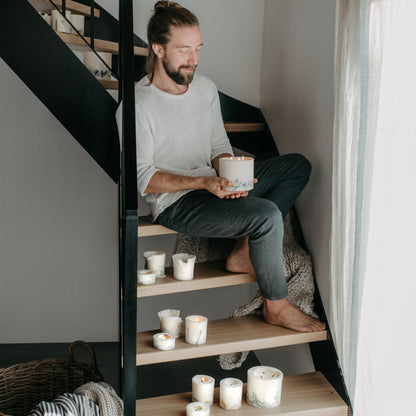 Lavender mini pillar candle
