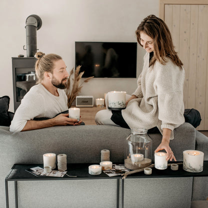 Juniper & limonium pillar candle