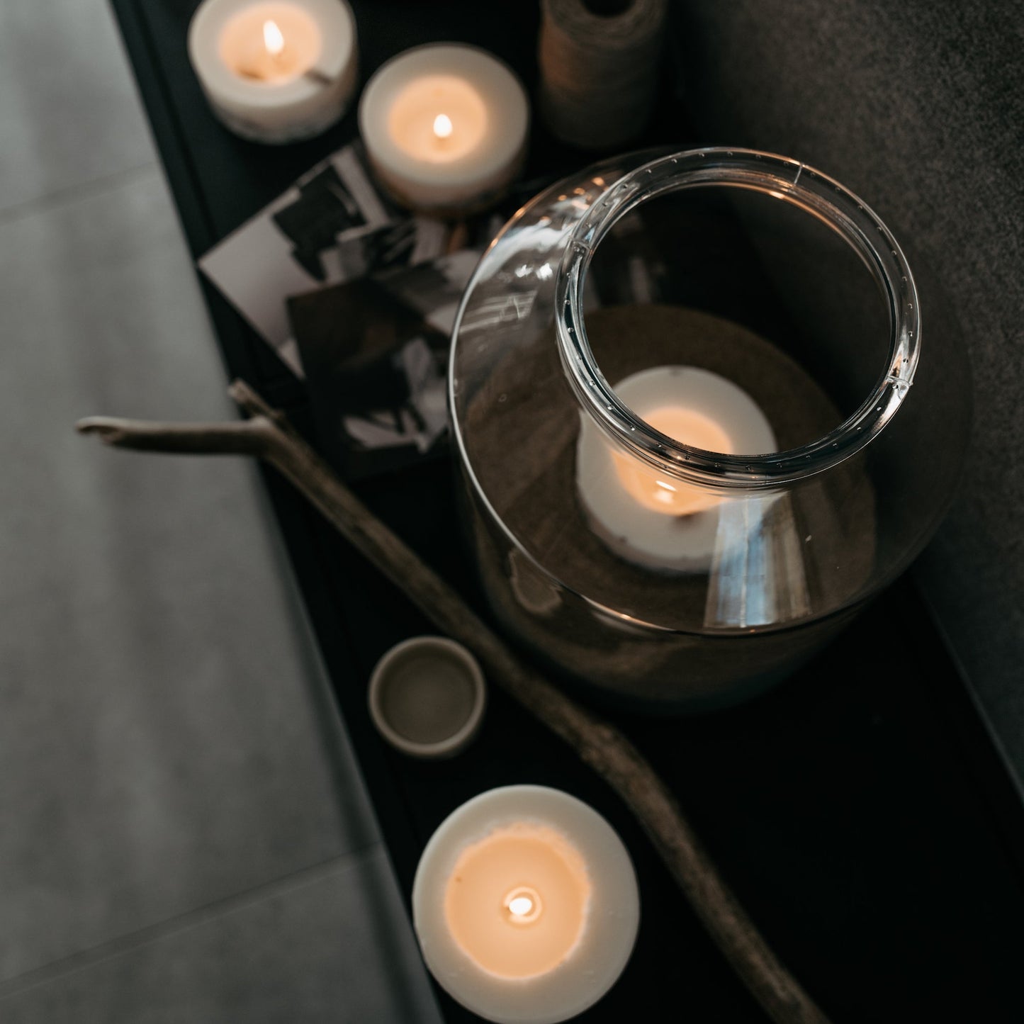 Lavender mini pillar candle